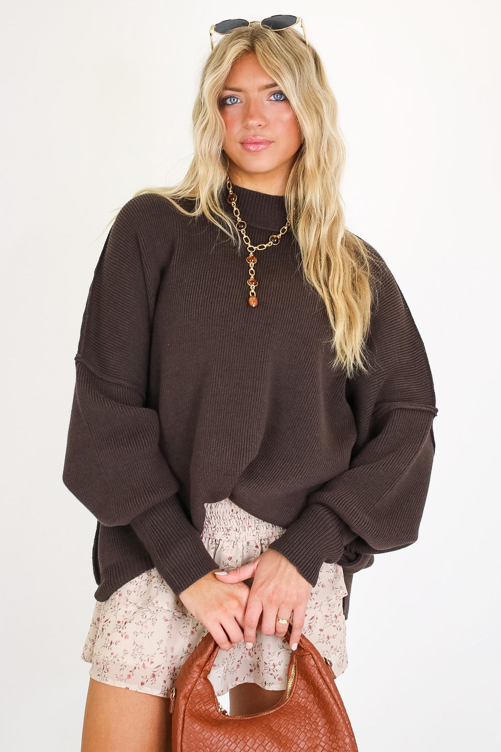 Simple Street Side Slit Oversized Sweater - Madison and Mallory