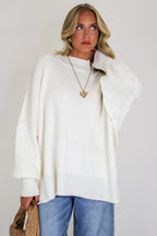 Ivory / SM Simple Street Side Slit Oversized Sweater - Madison and Mallory