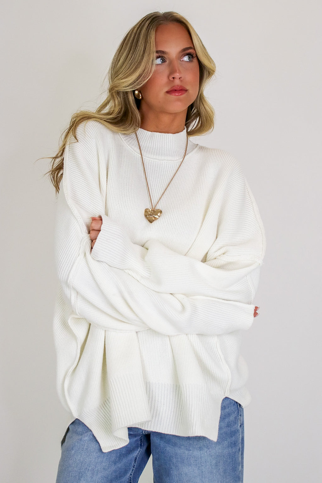 Simple Street Side Slit Oversized Sweater - Madison and Mallory