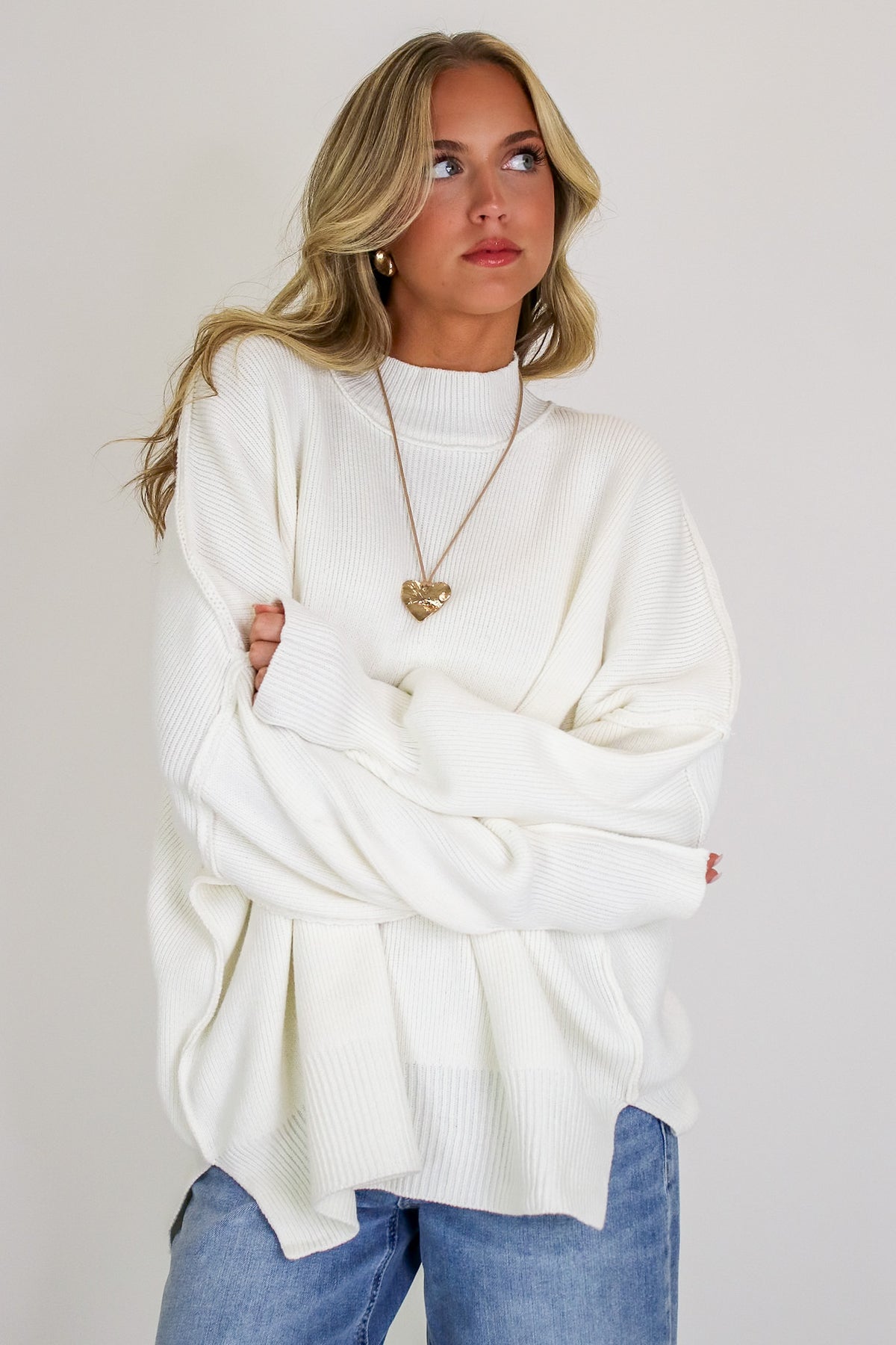 Simple Street Side Slit Oversized Sweater - Madison and Mallory