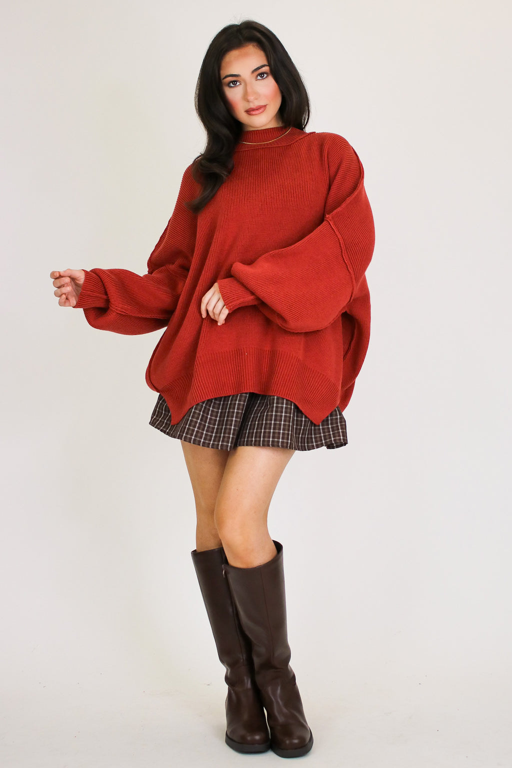 Simple Street Side Slit Oversized Sweater - Madison and Mallory