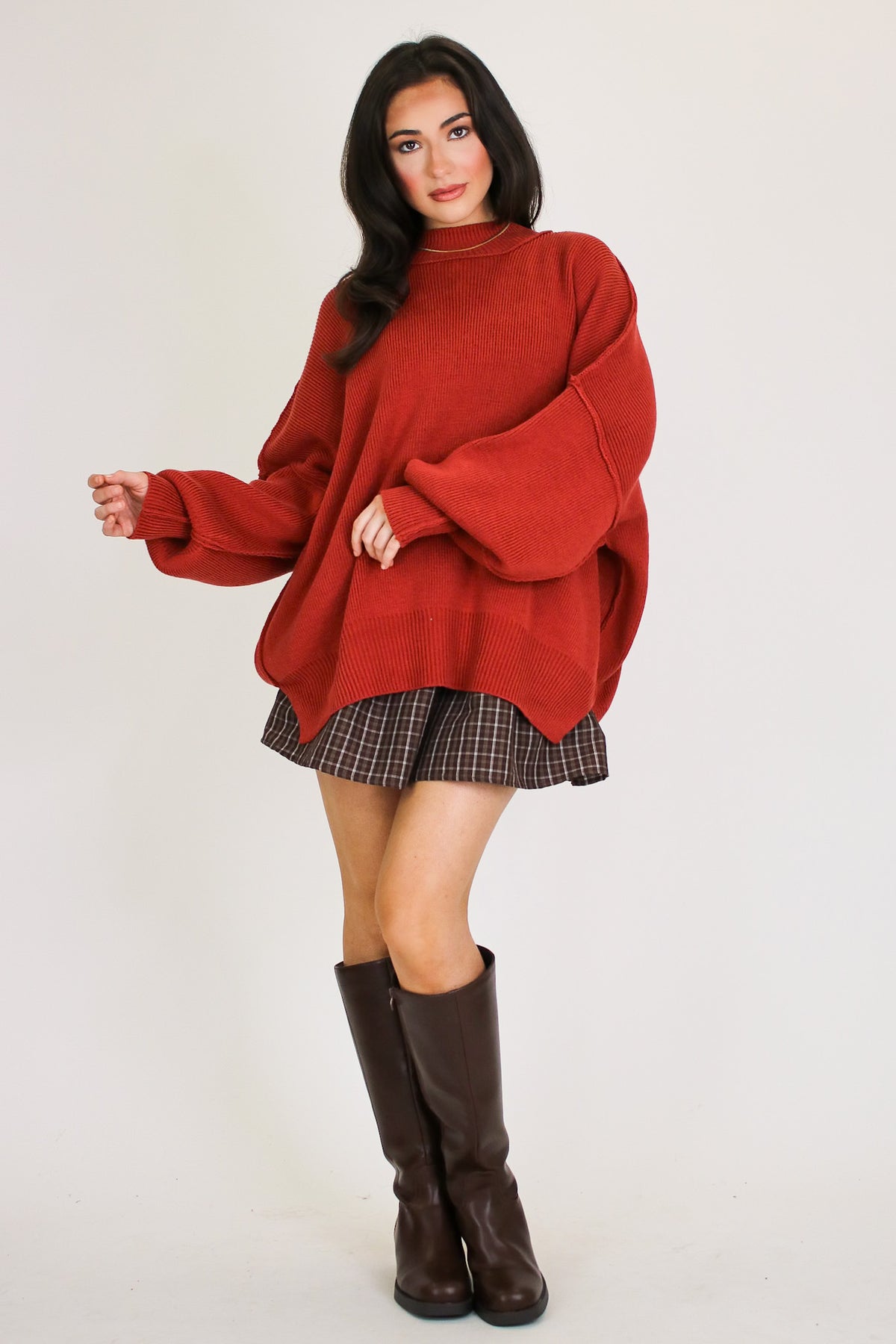 Simple Street Side Slit Oversized Sweater - Madison and Mallory