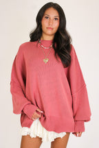 Winter Rose / SM Simple Street Side Slit Oversized Sweater - Madison and Mallory