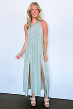 Green Lily / S Simply Enticing Flowy Maxi Front Slit Dress - BACK IN STOCK - Madison and Mallory