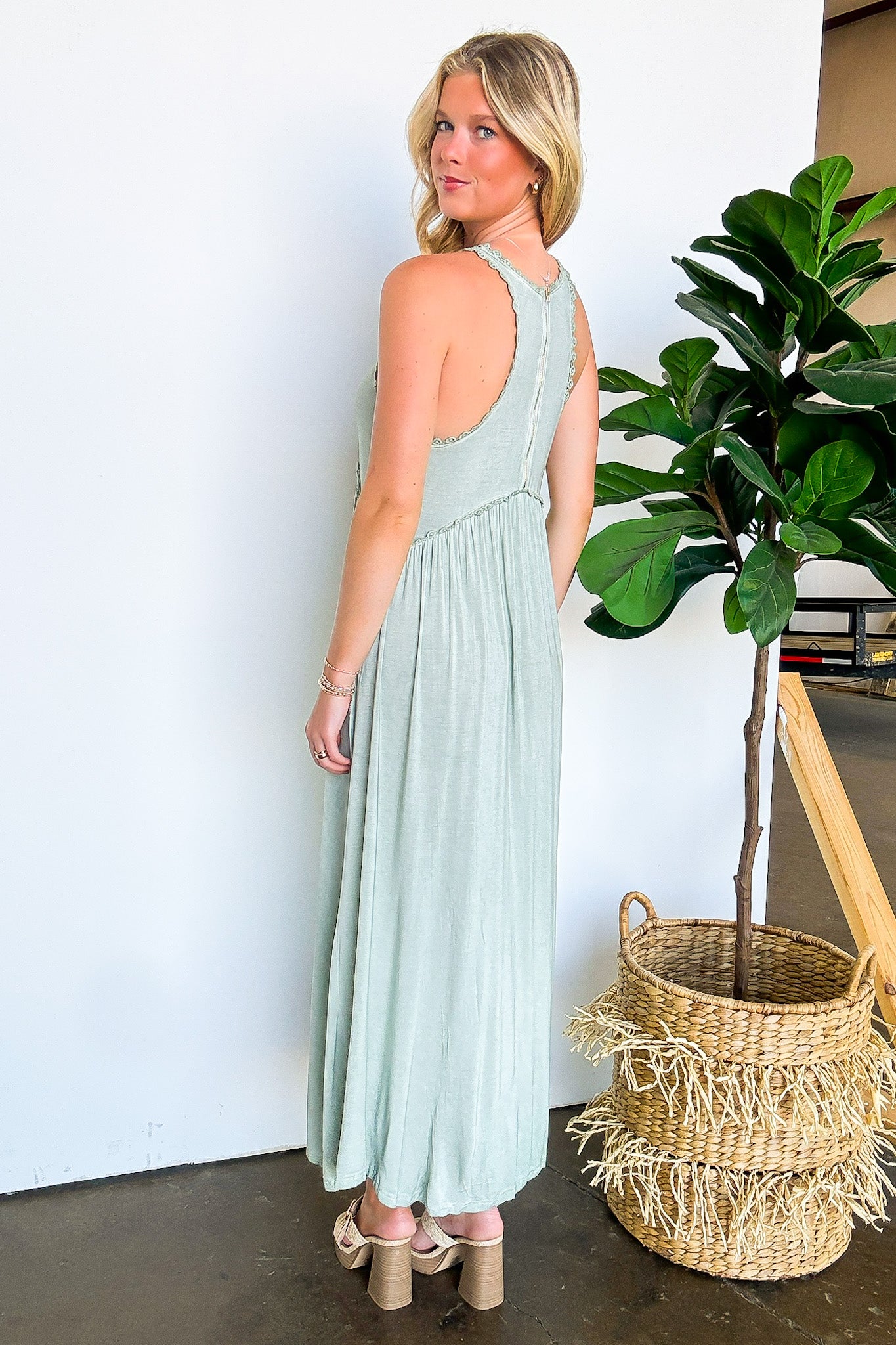 Simply Enticing Flowy Maxi Front Slit Dress - BACK IN STOCK Green Lily / M Simply Enticing Flowy Maxi Front Slit Dress - BACK IN STOCK Green Lily / M