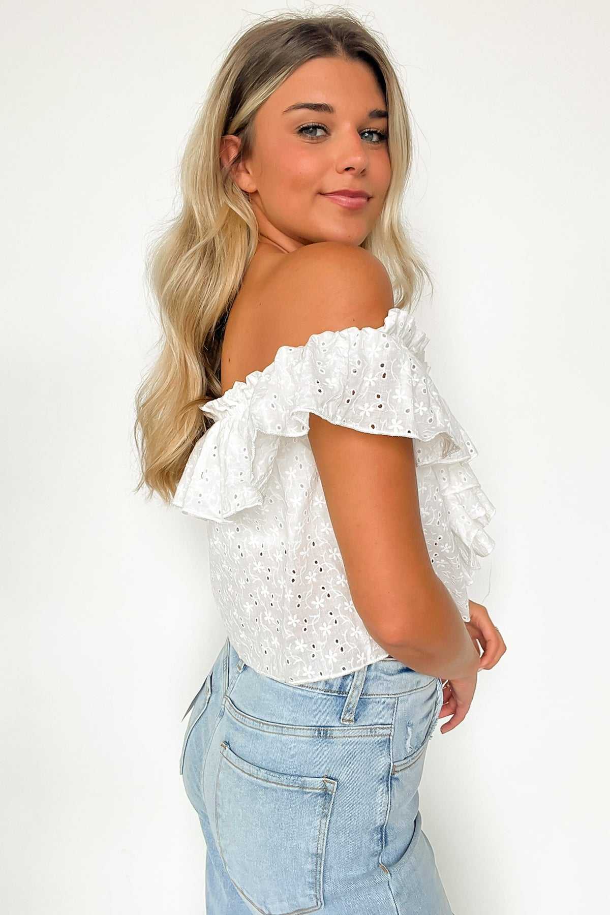 Eyelet Ruffle Sincerely Passionate Eyelet Ruffle Top - FINAL SALE · Madison + Mallory