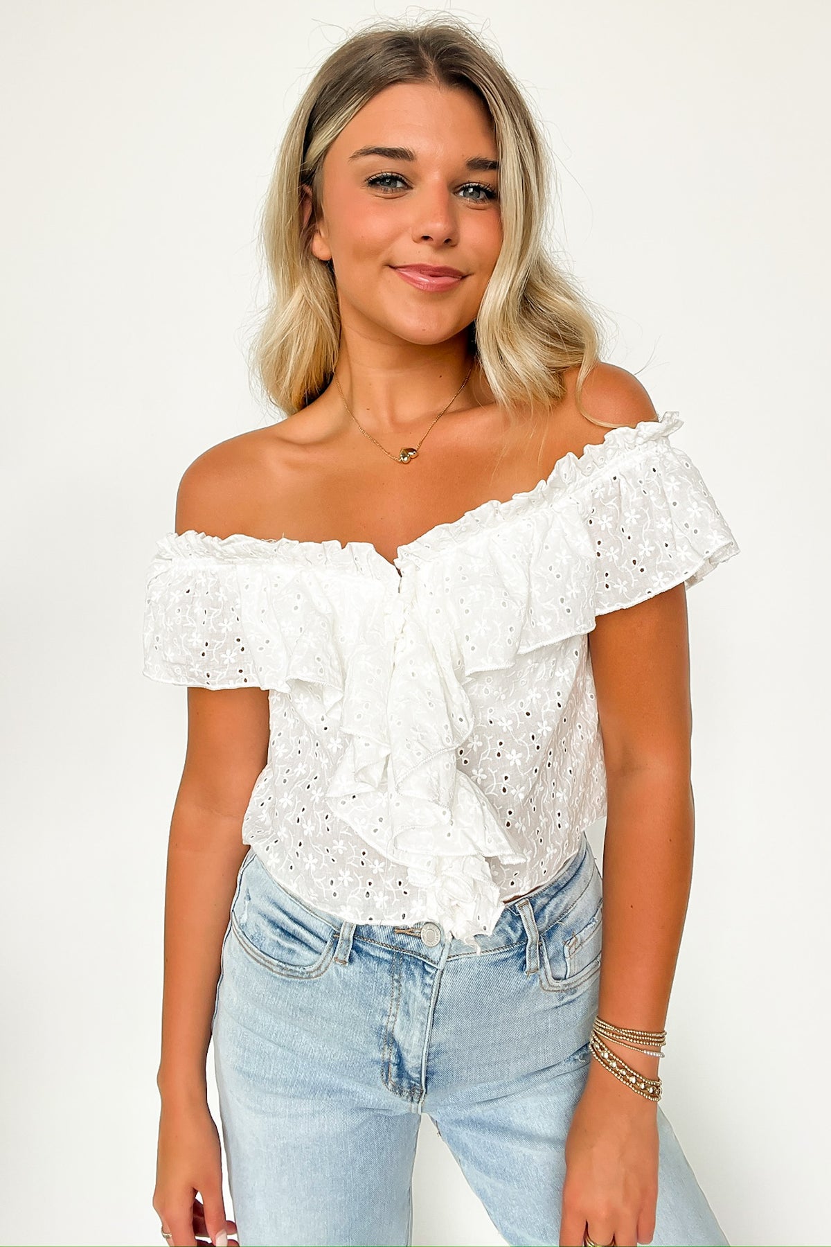 Eyelet Ruffle Sincerely Passionate Eyelet Ruffle Top - FINAL SALE · Madison + Mallory