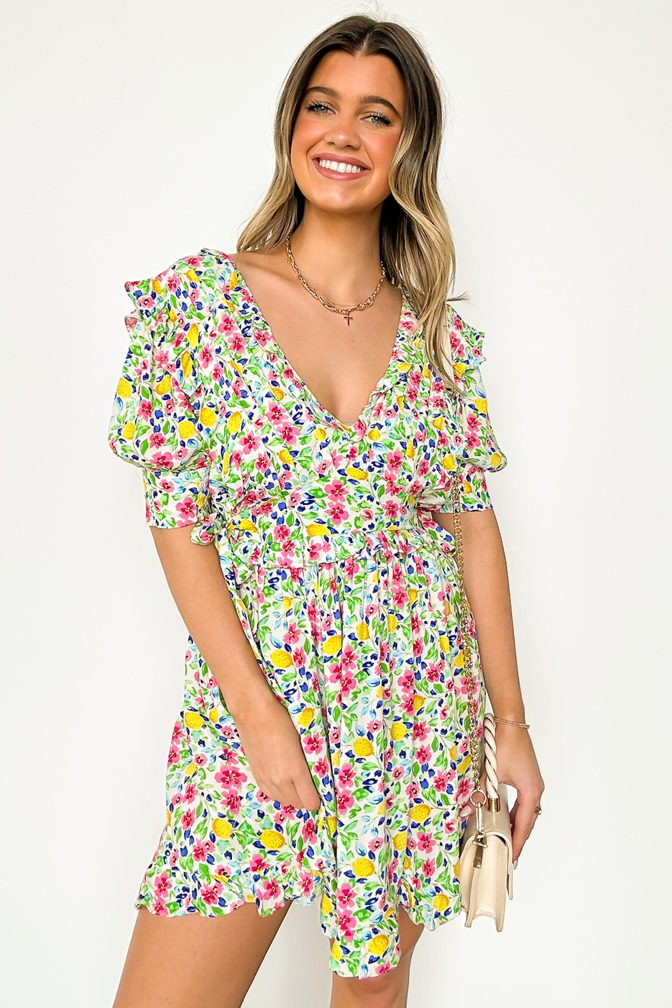  Sip on Style Ruffle Printed Dress - Madison and Mallory