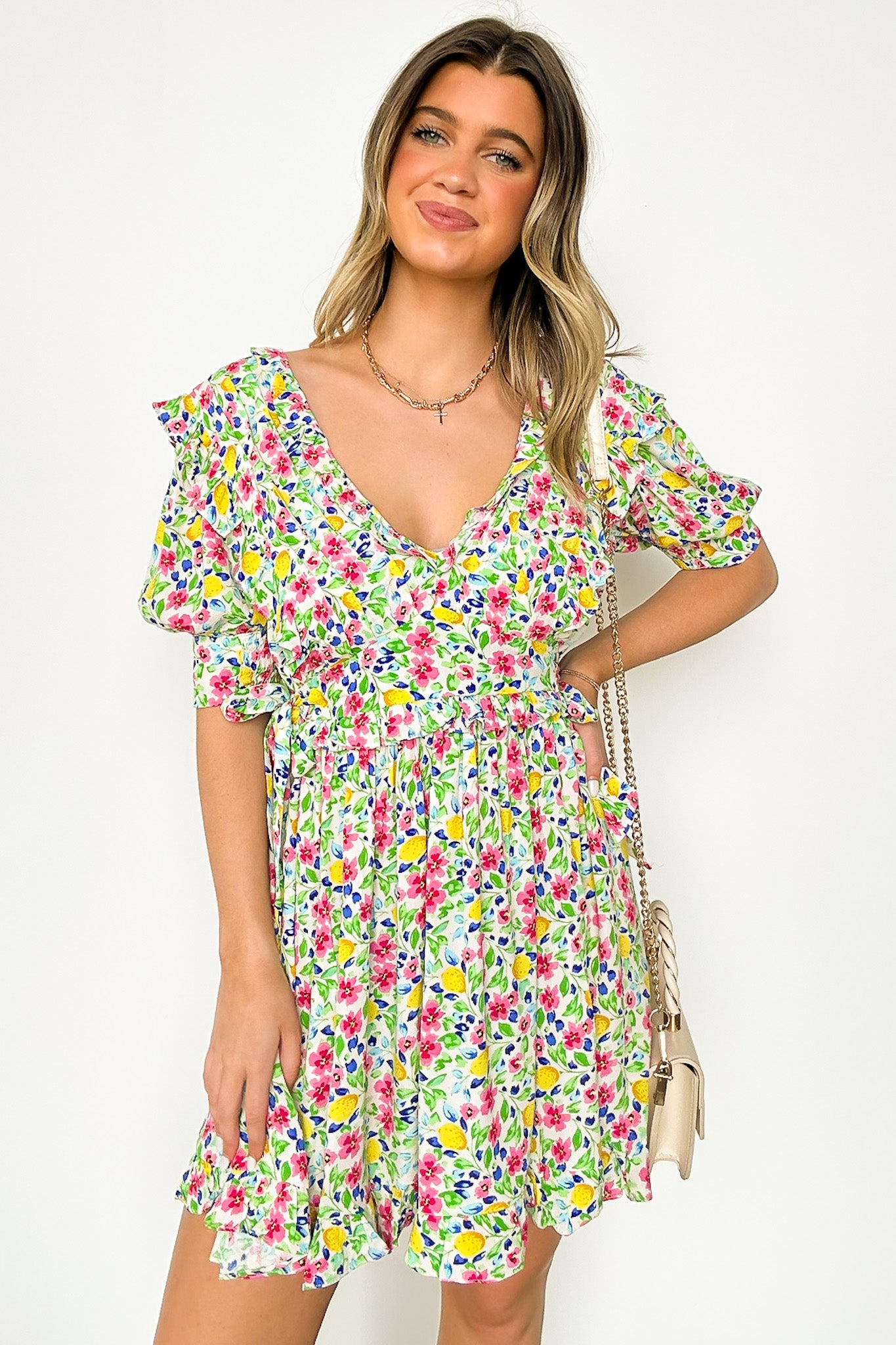 Cream Multi Floral / S Sip on Style Ruffle Printed Dress - Madison and Mallory