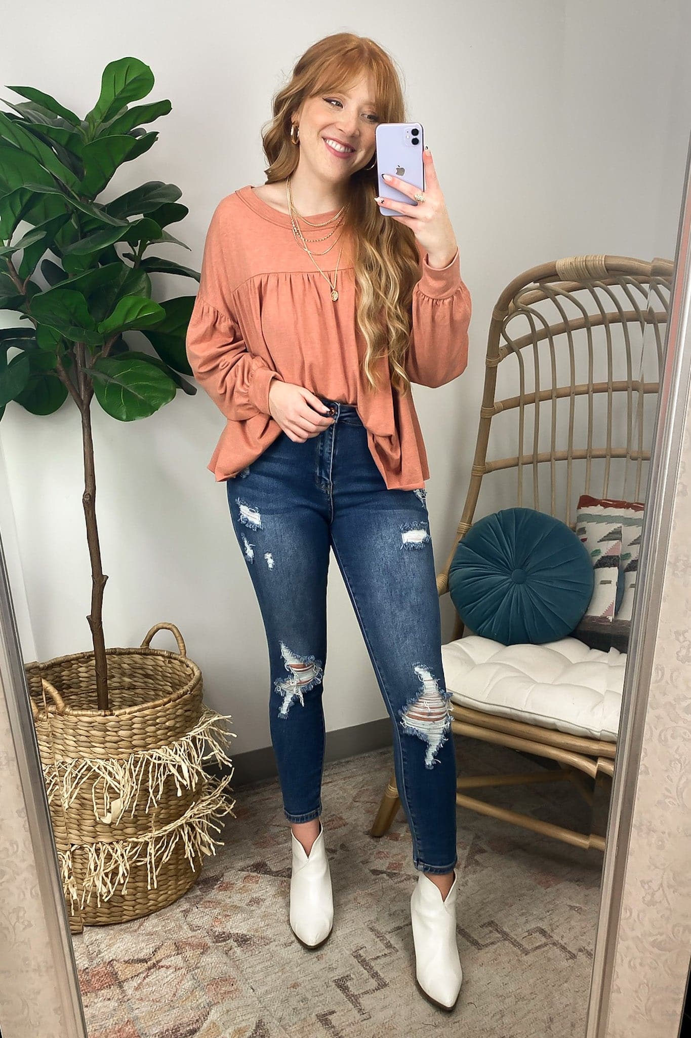  Sirenah Long Sleeve Pleated Flowy Top - FINAL SALE - Madison and Mallory