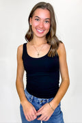 Black / S Sleek Form Scoop Neck Tank Top - FINAL SALE - Madison and Mallory