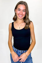 Black / S Sleek Form Scoop Neck Tank Top - FINAL SALE - Madison and Mallory