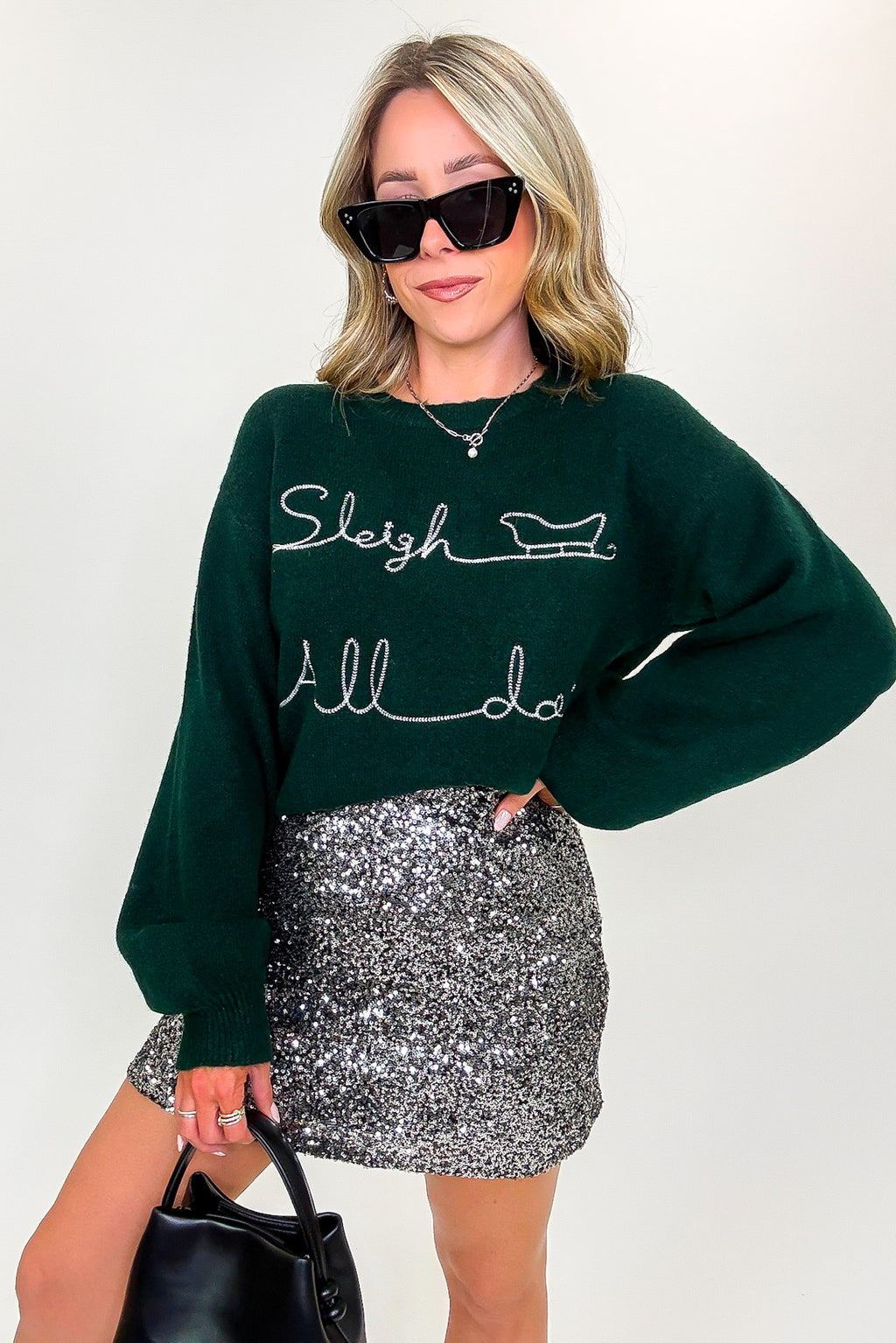 S / Green Sleigh All Day Knit Sweater - FINAL SALE - Madison and Mallory