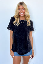 Ash Black / S Sloane Mineral Washed French Terry Top - Madison and Mallory