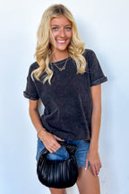 Sloane Mineral Washed French Terry Top - Madison and Mallory