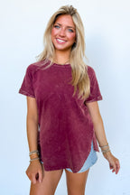 Cabernet / S Sloane Mineral Washed French Terry Top - Madison and Mallory