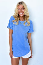 Cornflower Blue / S Sloane Mineral Washed French Terry Top - Madison and Mallory