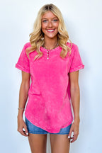 Fuchsia / S Sloane Mineral Washed French Terry Top - Madison and Mallory