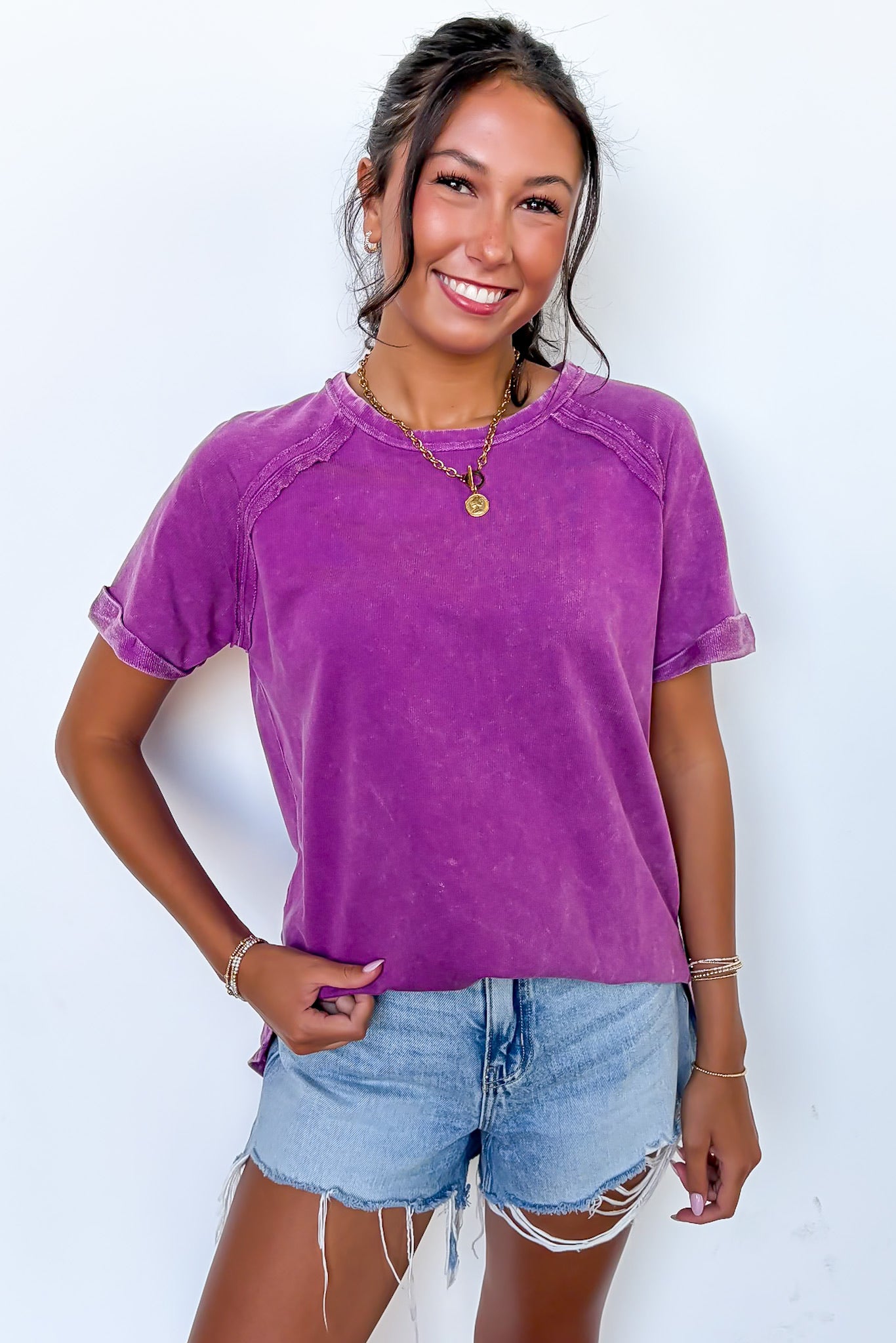 Sloane Mineral Washed French Terry Top - BACK IN STOCK