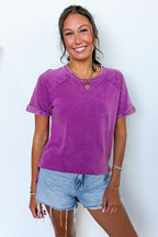 Sloane Mineral Washed French Terry Top - Madison and Mallory