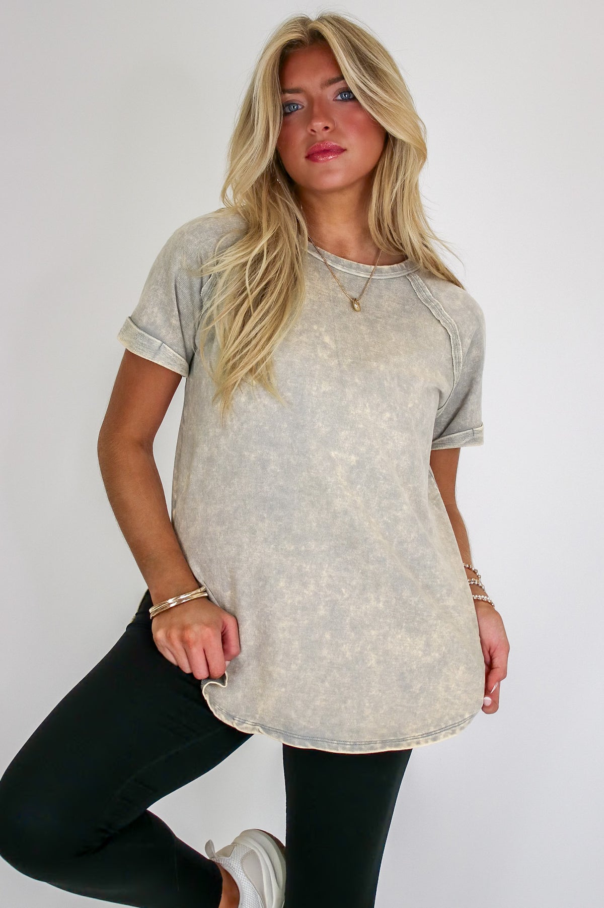 Sleet / S Sloane Mineral Washed French Terry Top - Madison and Mallory