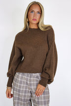 Brown / S Soft Aura Mock Neck Sweater - Madison and Mallory