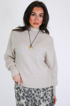 Sand Beige / S Soft Aura Mock Neck Sweater - Madison and Mallory