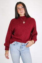 Cabernet / S Soft Aura Mock Neck Sweater - Madison and Mallory