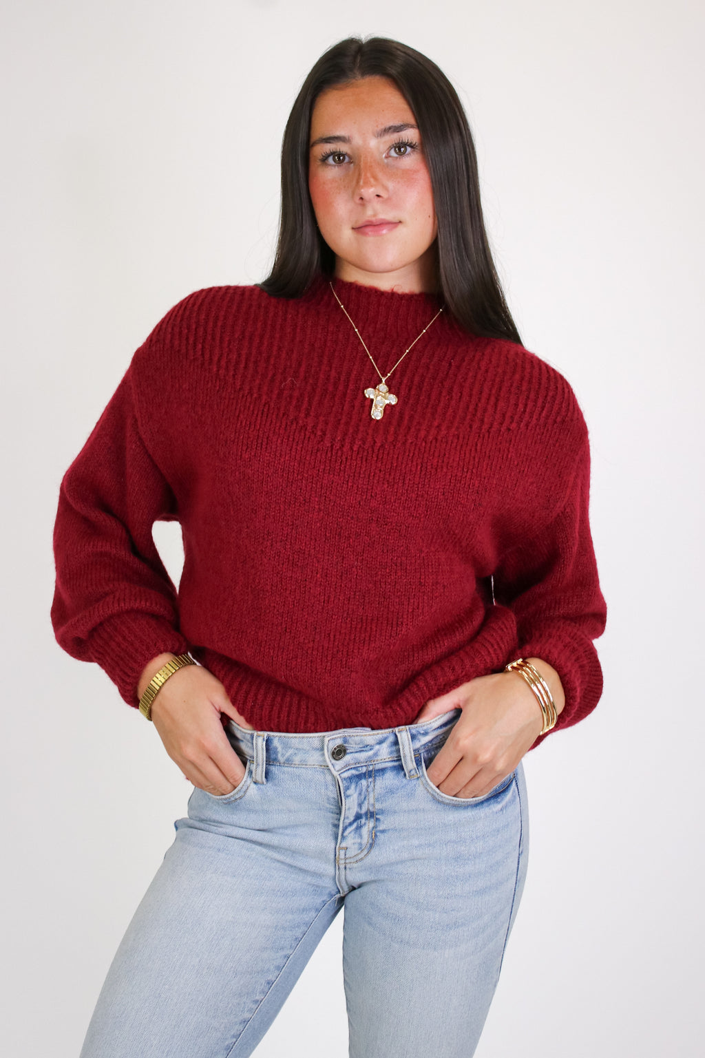 Soft Aura Mock Neck Sweater - Madison and Mallory