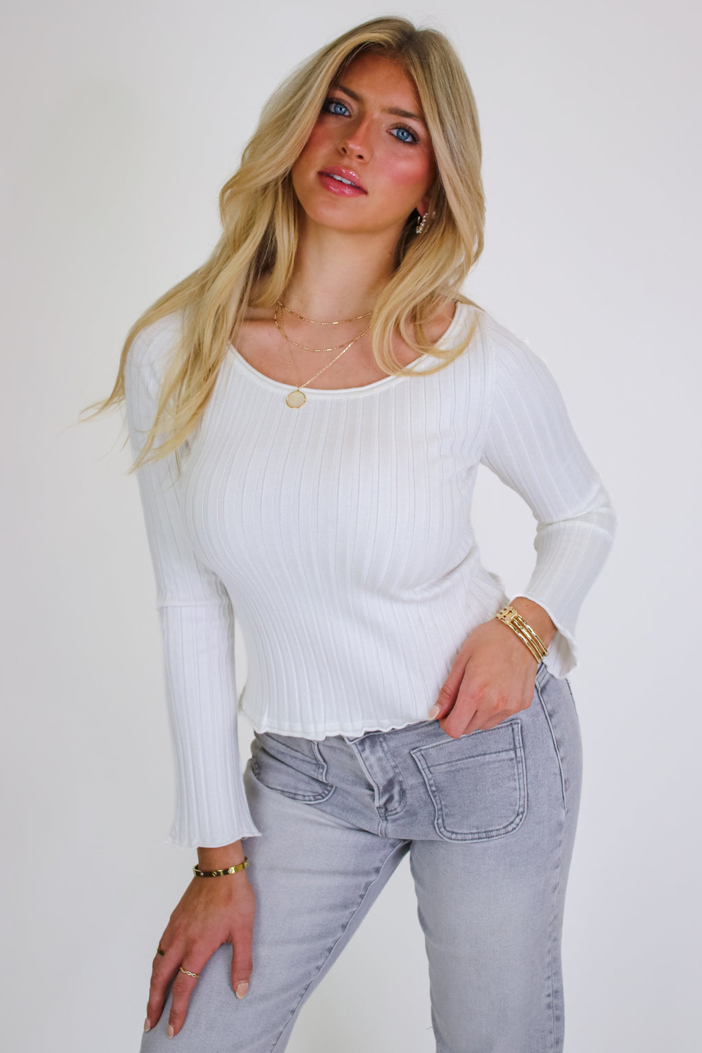 White / S Soft Evidence Boat Neck Top - Madison and Mallory