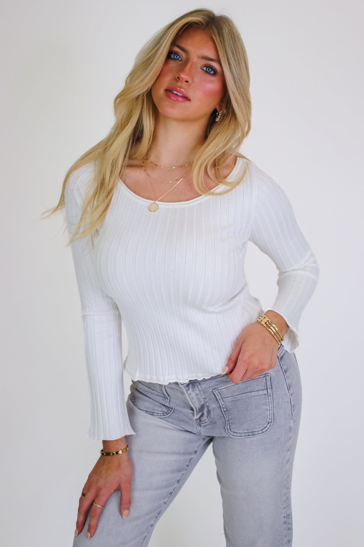 White / S Soft Evidence Boat Neck Top - Madison and Mallory