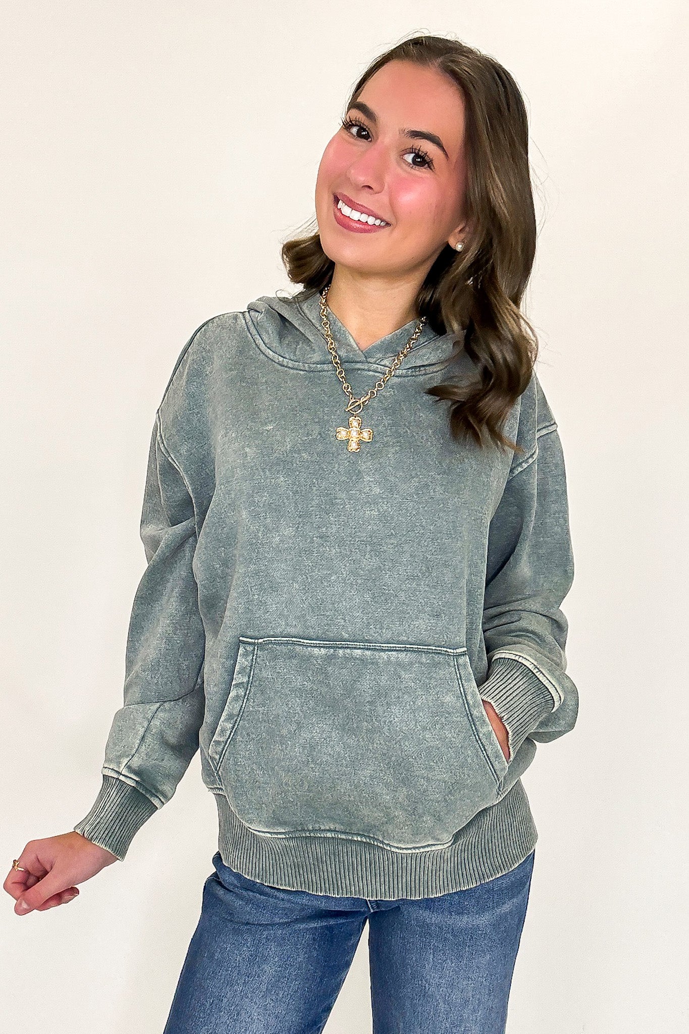 Soft Burnout Acid Wash Hooded Sweatshirt - Madison and Mallory