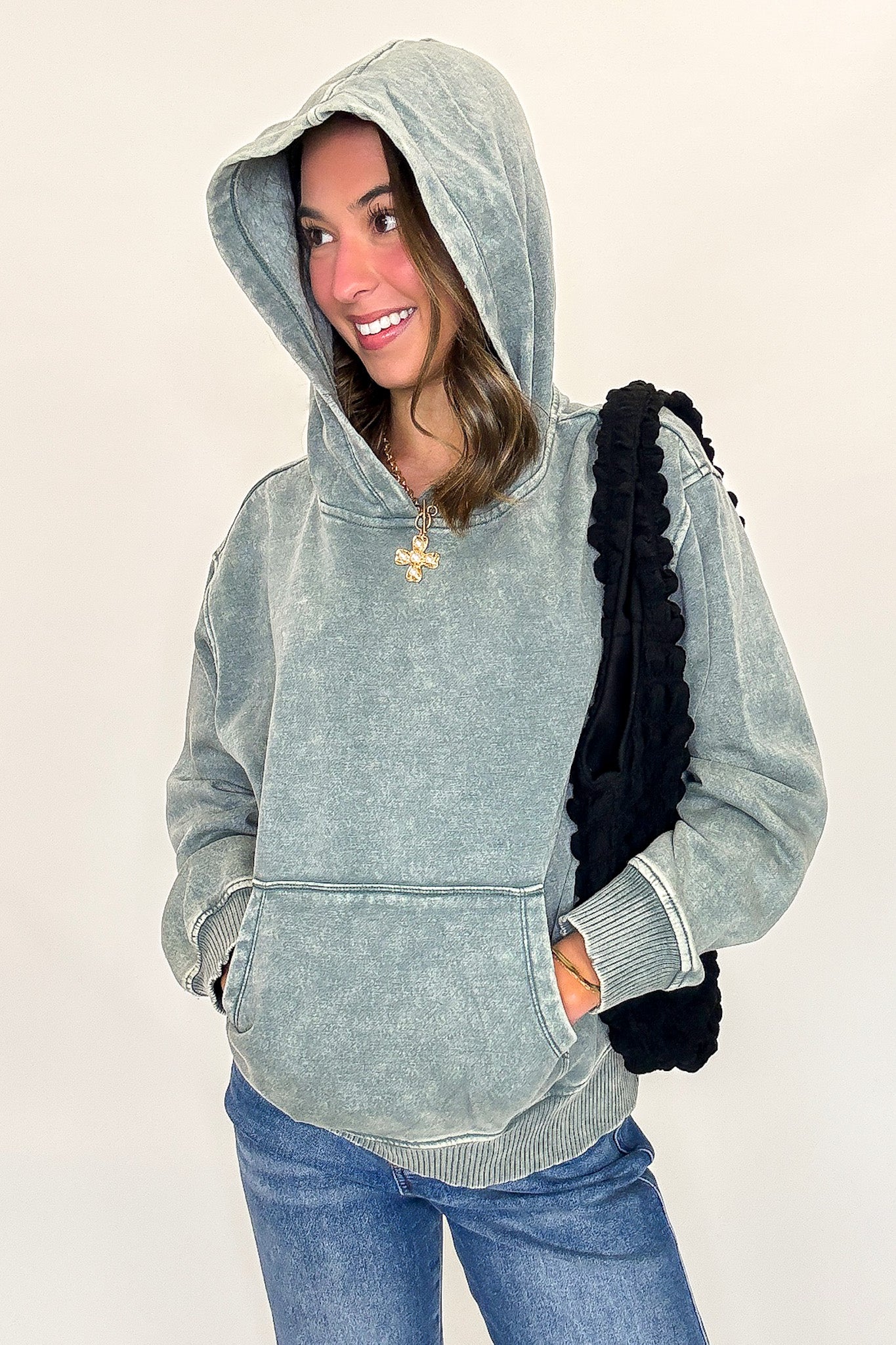 Soft Burnout Acid Wash Hooded Sweatshirt - Madison and Mallory