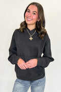 Black / S Soft Burnout Acid Wash Hooded Sweatshirt - FINAL SALE - Madison and Mallory