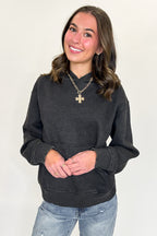 Black / S Soft Burnout Acid Wash Hooded Sweatshirt - FINAL SALE - Madison and Mallory