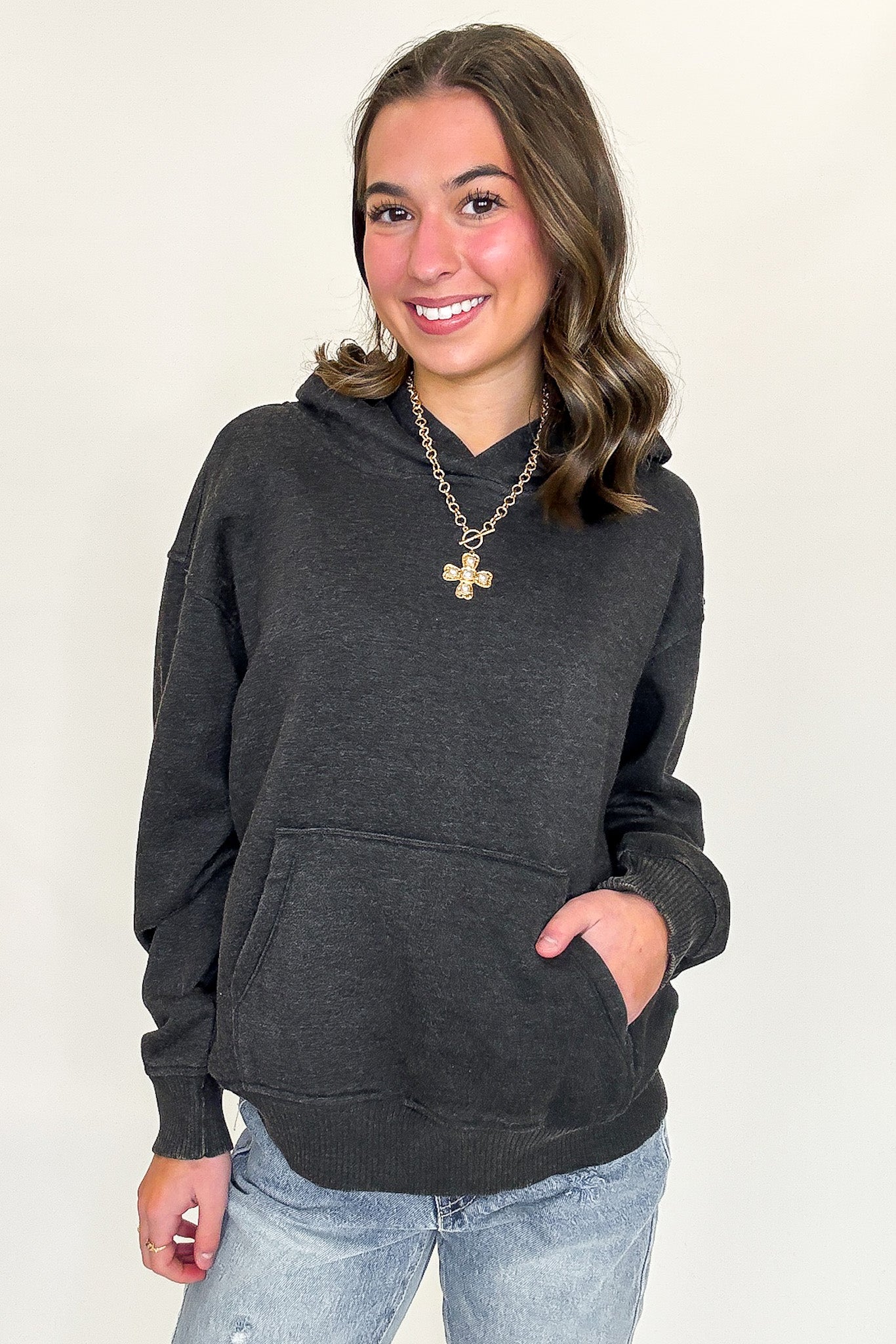 Soft Burnout Acid Wash Hooded Sweatshirt - Madison and Mallory