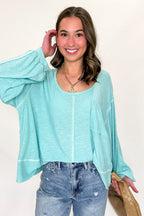 Aqua / S Soft Current V-Neck Flowy Top - Madison and Mallory