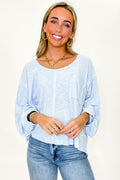Baby Blue / S Soft Current V-Neck Flowy Top - Madison and Mallory