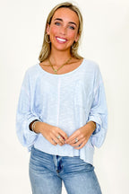 Baby Blue / S Soft Current V-Neck Flowy Top - Madison and Mallory