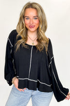 Black / S Soft Current V-Neck Flowy Top - Madison and Mallory