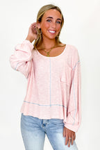 Blush Pink / S Soft Current V-Neck Flowy Top - Madison and Mallory