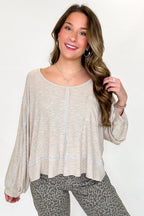 Pale Taupe / S Soft Current V-Neck Flowy Top - Madison and Mallory