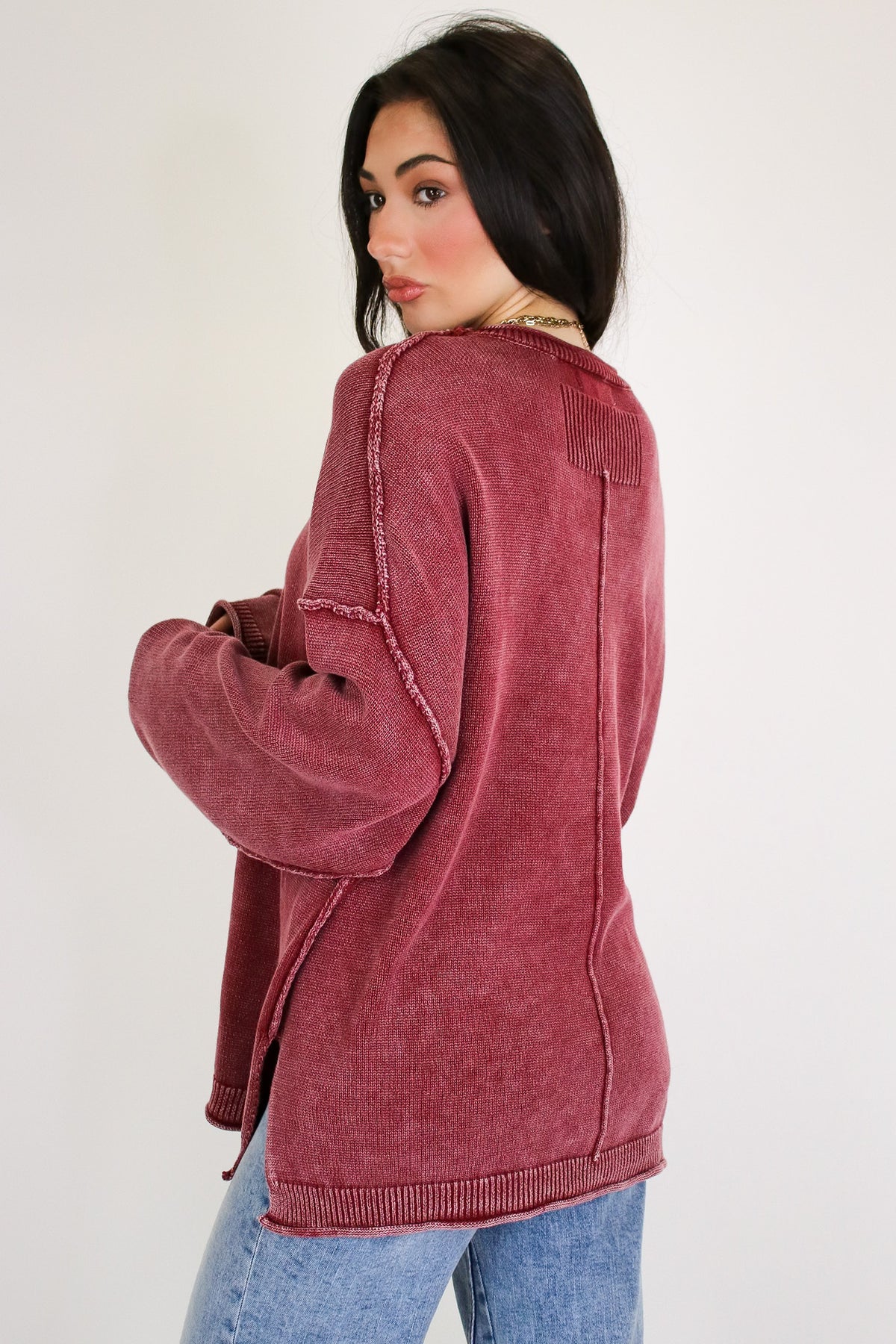 Soft Edge Contrast Seam Pullover