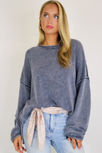 Soft Edge Contrast Seam Pullover
