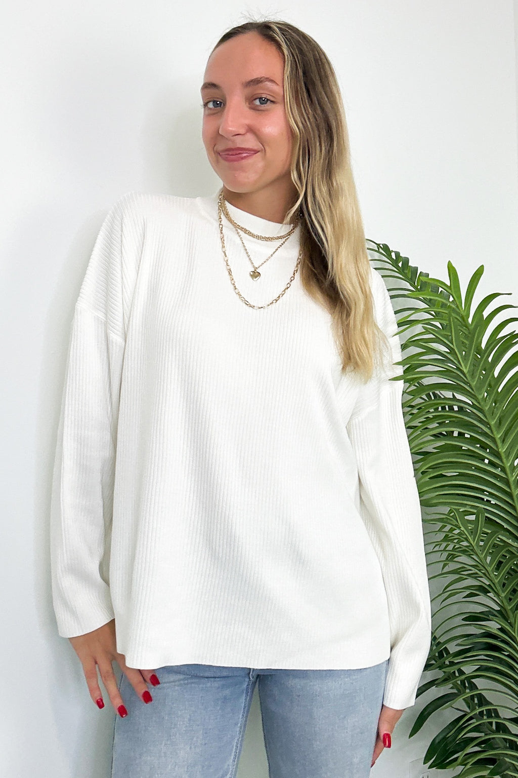 Ivory / S Soft Focus Mock Neck Sweater - FINAL SALE - Madison and Mallory