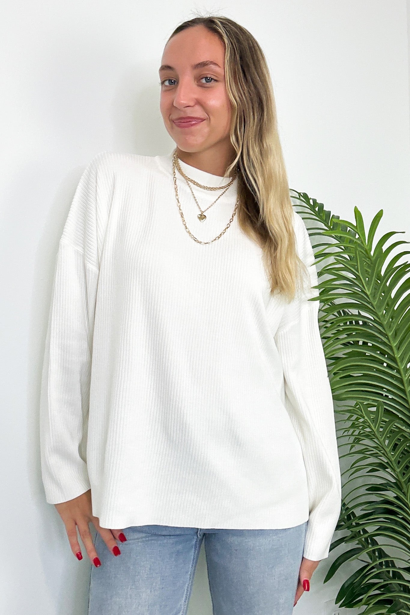 Ivory / S Soft Focus Mock Neck Sweater - Madison and Mallory