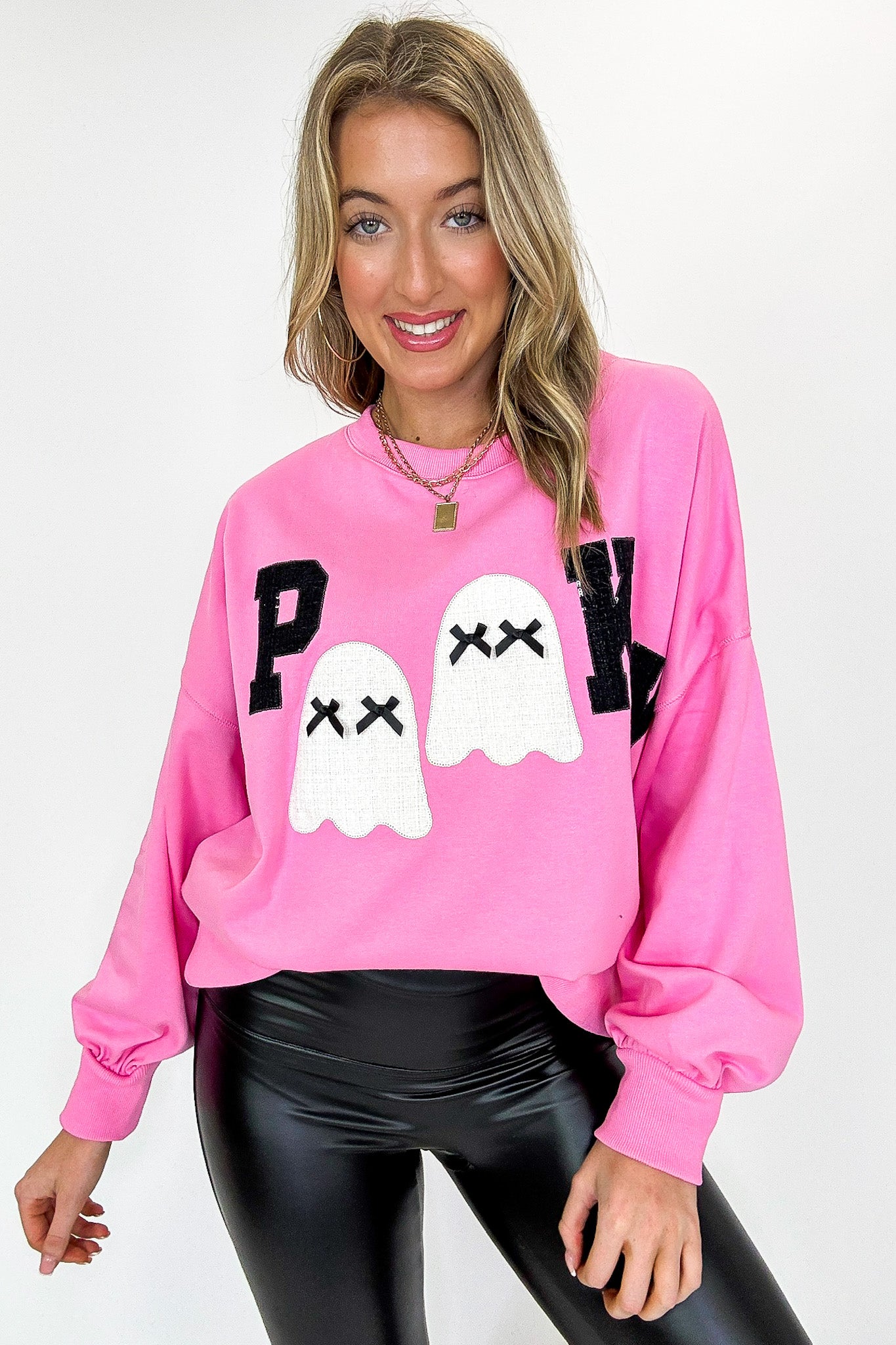 Soft Haunt Spooky Ghost Graphic Pullover - Madison and Mallory