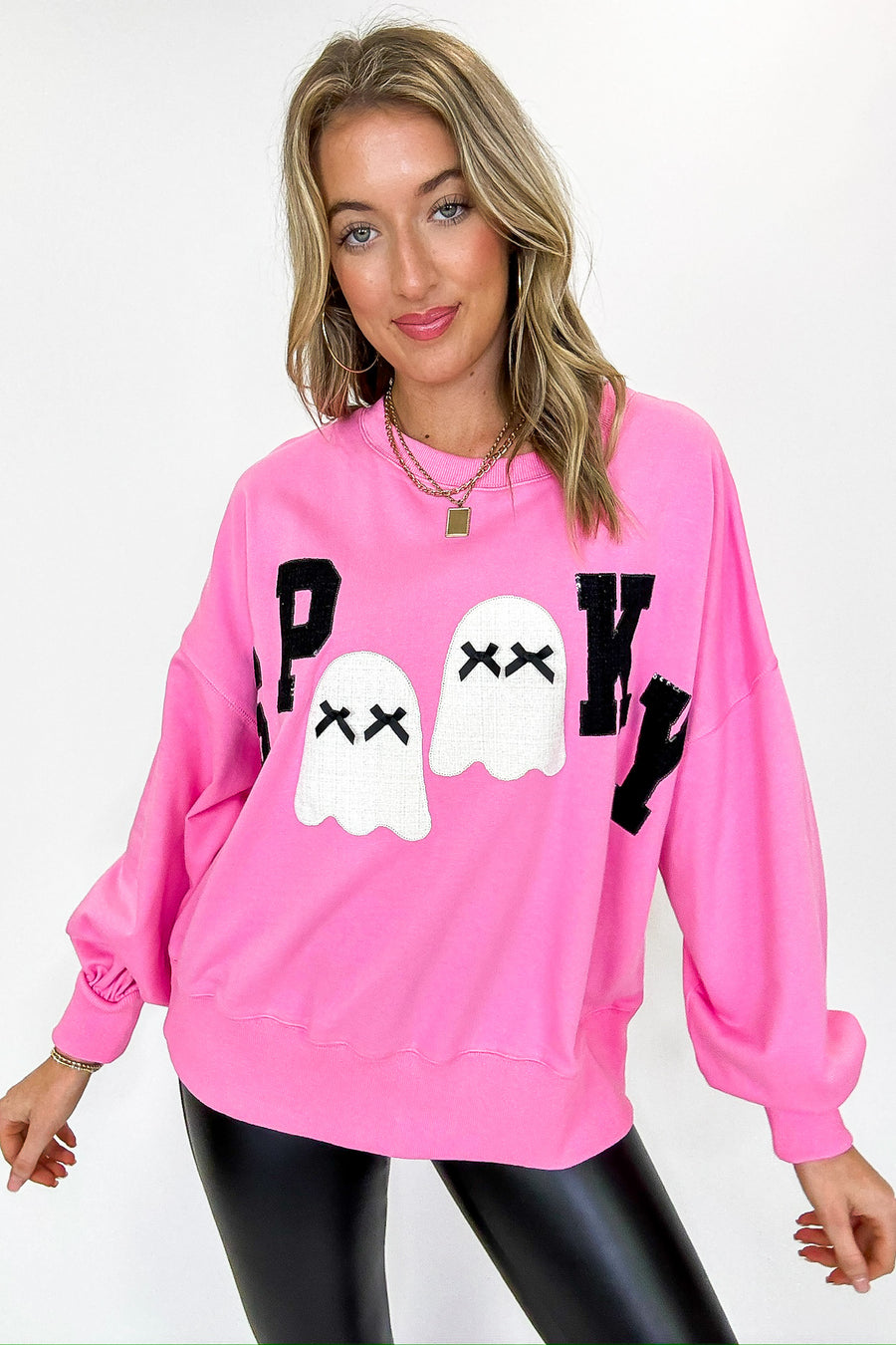 Soft Haunt Spooky Ghost Graphic Pullover - Madison and Mallory
