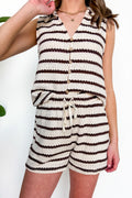 S / Cream-Brown Stripe Soft Horizon Striped Knit Shorts - Madison and Mallory