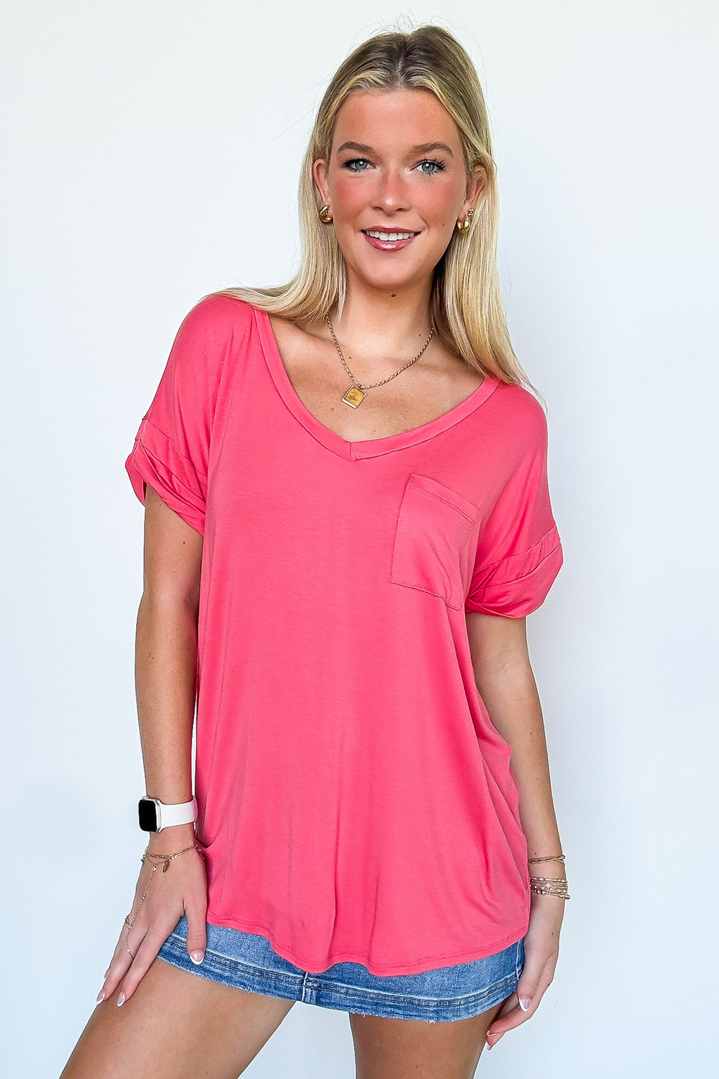 Soft Life V-Neck Pocket Tee - FINAL SALE - Madison and Mallory